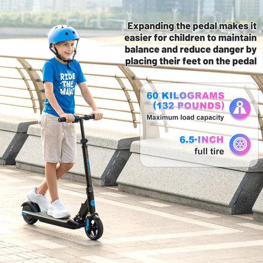 EVERCROSS PLUS EV06C Electric Scooter for Kids, Foldable 6.5'', Up to 15 KM/H, LED Display, Colorful Lights, Lightweight Scooter